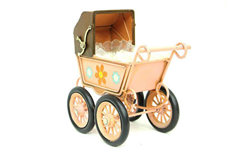 KENPAZAR Dekoratif Metal Bebek Arabası Biblo Vintage Hediyelik