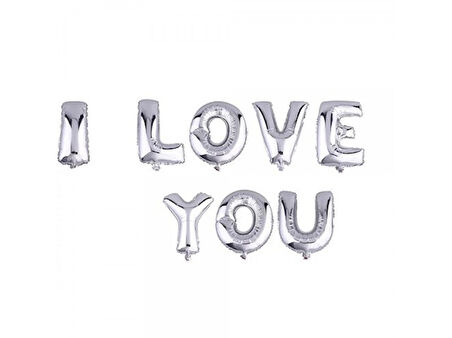 KENPAZAR Parti Aksesuar I Love You Folyo Balon Gümüş Renk 35 CM