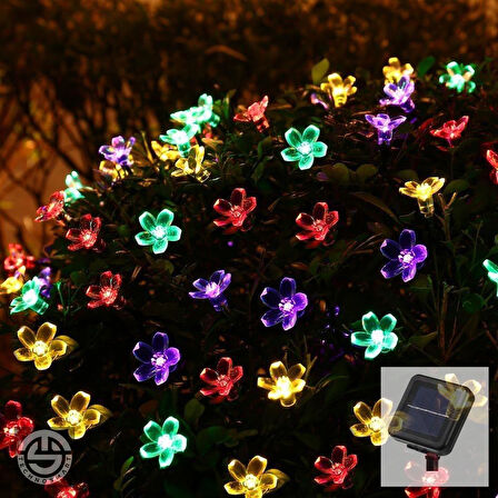 KENPAZAR Solar 30 Ledli Çiçekli RGB Bahçe Aydınlatma Dekorasyon Güneş Enerjili