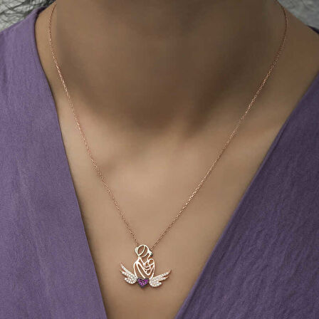 KENPAZAR 925 Ayar Gümüş Kalpli Anne Ve Çocuk Gümüş Kolye