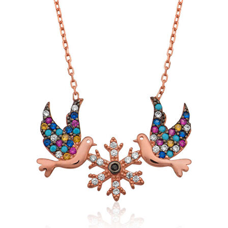 KENPAZAR 925 Ayar Gümüş Aşk Kuşları Kadın Gümüş Kolye