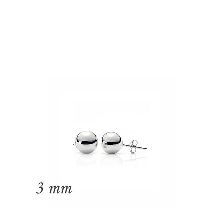 KENPAZAR 925 Ayar Gümüş Top Küpe - 3 mm