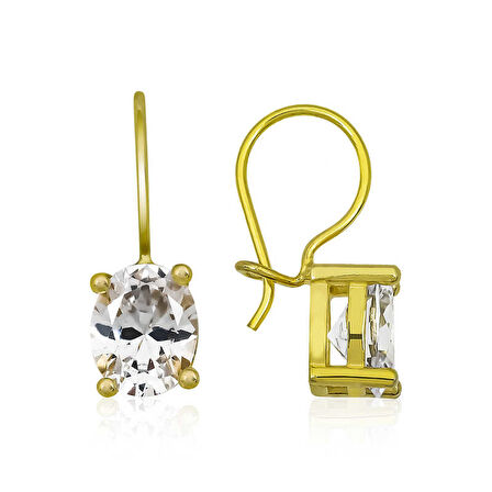 KENPAZAR ​925 Ayar Gümüş Gold Sallantılı Oval Damla Küpe