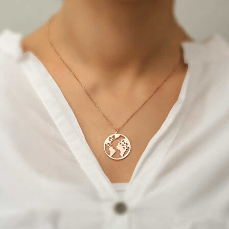 KENPAZAR ​925 Ayar Gümüş Rose Dünya Gümüş Kolye