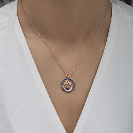 KENPAZAR 925 Ayar Gümüş Rose Anne Ve Bebek Sevgisi Kolye