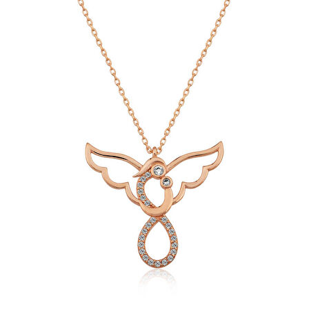 KENPAZAR 925 Ayar Gümüş Rose Melek Anne Ve Çocuk Kolye