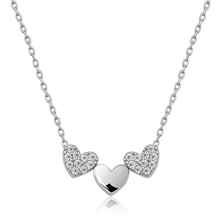 KENPAZAR ​925 Ayar Gümüş Üç Kalp Kadın Gümüş Kolye