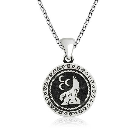 KENPAZAR 925 Ayar Gümüş Üç Hilal Kurt Gümüş Kolye