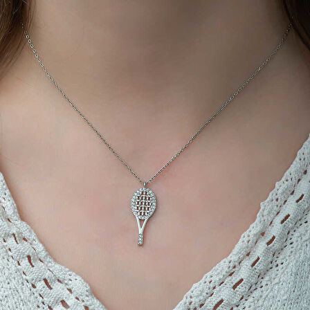 KENPAZAR ​925 Ayar Gümüş Tenis Raketi Kadın Gümüş Kolye