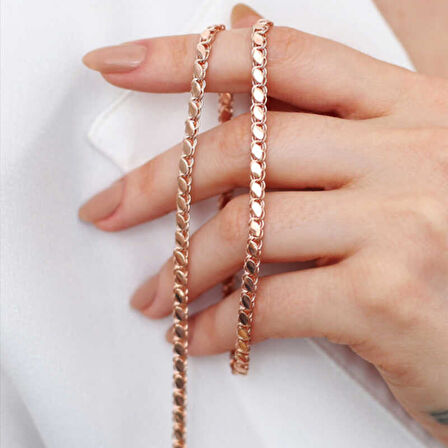 KENPAZAR Gümüş Rose Pullu Arpa Zincir