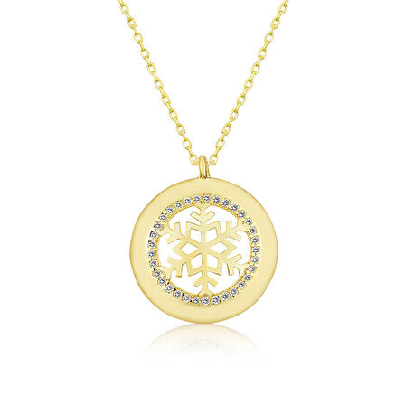 KENPAZAR 925 Ayar Gümüş Gold Kar Tanesi Kadın Gümüş Kolye