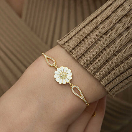 KENPAZAR ​925 Ayar Gümüş Gold Papatya Bileklik