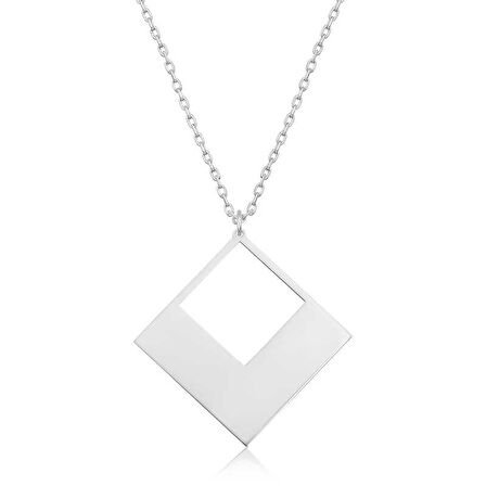 KENPAZAR 925 Ayar Gümüş Kare Kadın Gümüş Kolye