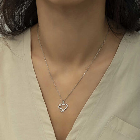 KENPAZAR 925 Ayar Gümüş Kalpli Sonsuzluk Kadın Gümüş Kolye