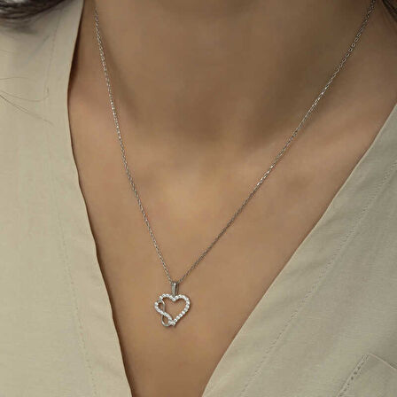 KENPAZAR 925 Ayar Gümüş Kalpli Sonsuzluk Kadın Gümüş Kolye