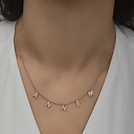 KENPAZAR ​925 Ayar Gümüş Annem Yazılı Kadın Gümüş Kolye