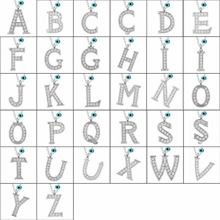 KENPAZAR 925 Ayar Gümüş Nazar Rodyum D Harfi Kadın Gümüş Kolye