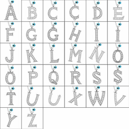 KENPAZAR 925 Ayar Gümüş Nazar Rodyum G Harfi Kadın Gümüş Kolye