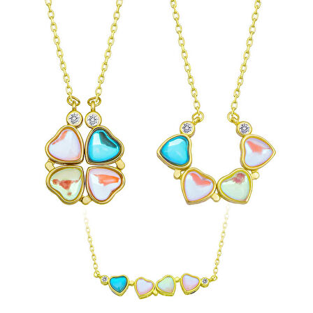 KENPAZAR 925 Ayar Gümüş Renkli Açılabilen Yonca Kadın Gümüş Kolye