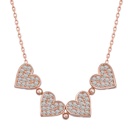 KENPAZAR 925 Ayar Gümüş Rose Kalpli Açılabilen Yonca Kadın Kolye