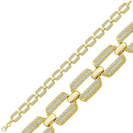 KENPAZAR 925 Ayar Gümüş Gold Zirkon Taşlı Kadın Bileklik