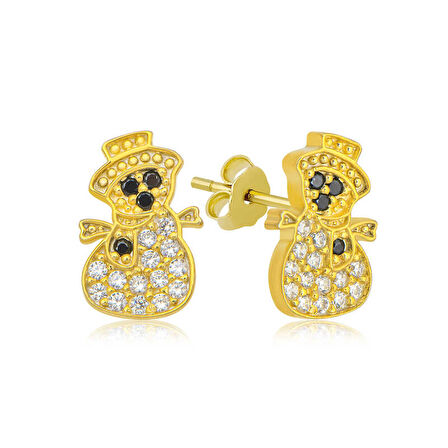 KENPAZAR Gümüş Gold Kardan Adam Kadın Küpe
