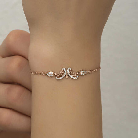 KENPAZAR ​925 Ayar Gümüş Rose Kelebek Kadın Bileklik