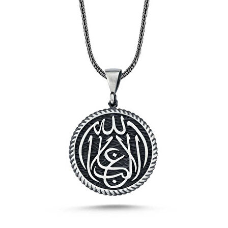 KENPAZAR Gümüş La Galiba İllallah Yazılı Gümüş Kolye