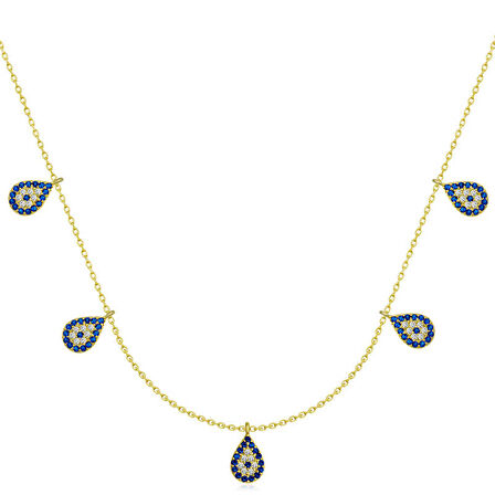 KENPAZAR Gümüş Gold Nazarlı Şans Kadın Kolye