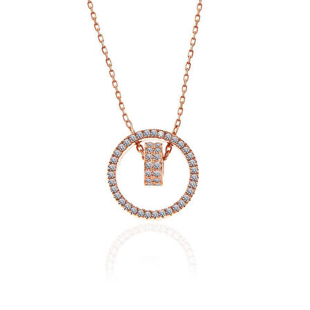 KENPAZAR 925 Ayar Gümüş Rose İç İçe Geçmiş Halka Kadın Kolye