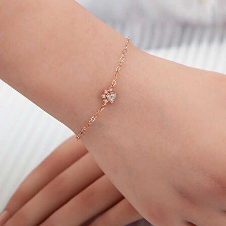 KENPAZAR 925 Ayar Gümüş Rose Kedi Patisi Kadın Bileklik