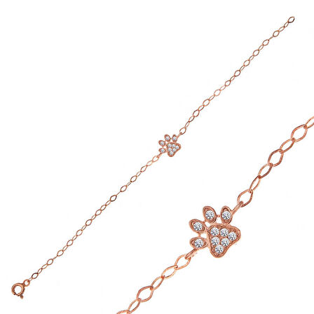 KENPAZAR 925 Ayar Gümüş Rose Kedi Patisi Kadın Bileklik