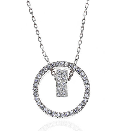 KENPAZAR 925 Ayar Gümüş İç İçe Geçmiş Halka Kadın Kolye