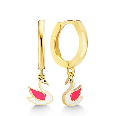 KENPAZAR Gümüş Gold Kuğu Sallantılı Kadın Küpe