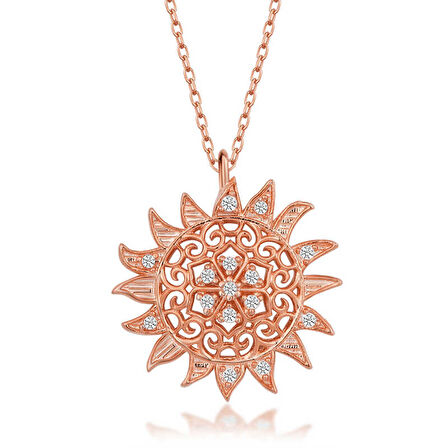 KENPAZAR 925 Ayar Gümüş Rose Güneş Kadın Kolye