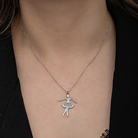 KENPAZAR Gümüş Balerin Kadın Kolye