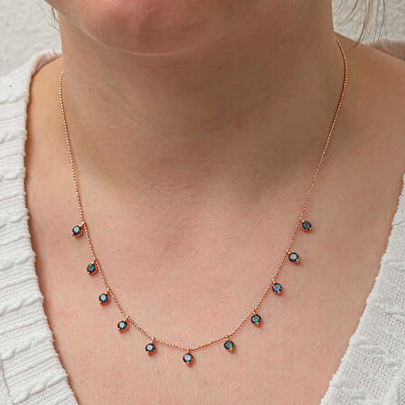 KENPAZAR Gümüş Mistik Topaz Taşlı Rose Şans Kadın Kolye