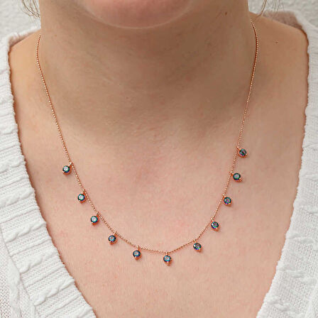 KENPAZAR Gümüş Mistik Topaz Taşlı Rose Şans Kadın Kolye