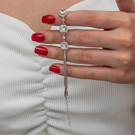 KENPAZAR Gümüş Üçlü Kare Kadın Bileklik