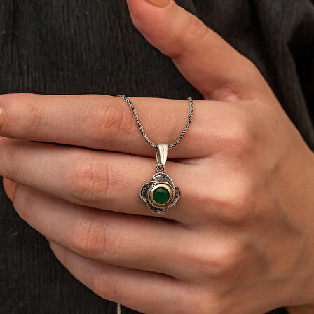 KENPAZAR Gümüş Çiçek Desenli Otantik Kadın Kolye