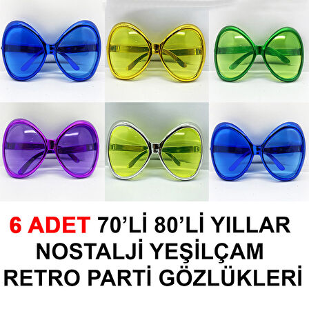 KENPAZAR 70li 80li Yıllar Nostalji Yeşilçam Retro Parti Gözlükleri 6 Adet