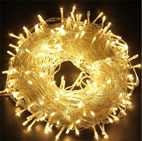 KENPAZAR 10m Boncuk Lamba Gün Işığı 8 Fonksiyon 100 Led Fişli Uzatma Kablolu Şeffaf kablo