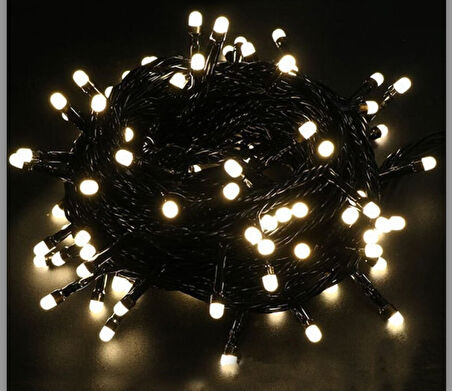 KENPAZAR 5m Boncuk Lamba Gün Işığı 8 Fonksiyon 100 Led Fişli Uzatma Kablolu siyah kablo