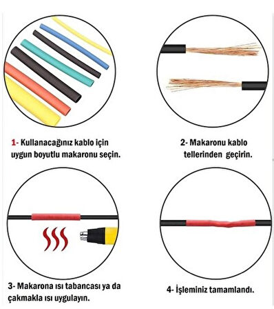 KENPAZAR 164 Parça Set Isıyla Daralan Makaron Kablo Koruyucu Kılıf