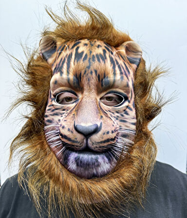 KENPAZAR Kahverengi Yeleli Saçlı Peluş Aslan Maskesi Mega Peluş 7 No