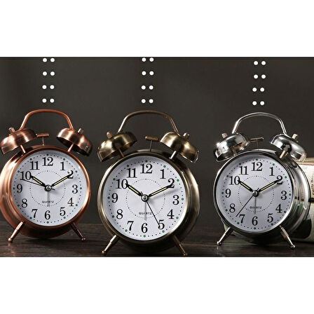 KENPAZAR Metal Masaüstü Işıklı Çalar Saat Büyük Boy