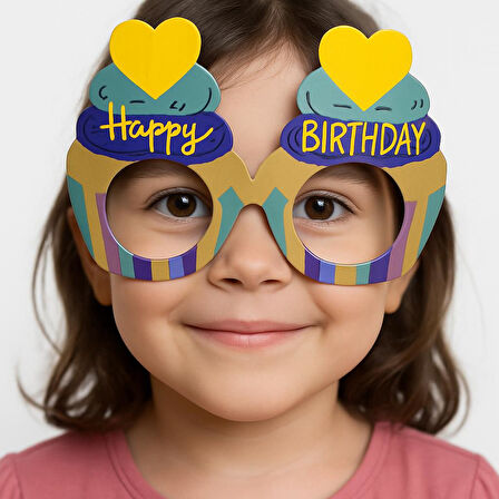 KENPAZAR Doğum Günü Renkli Karton Happy Birthday Gözlüğü 6 Adet