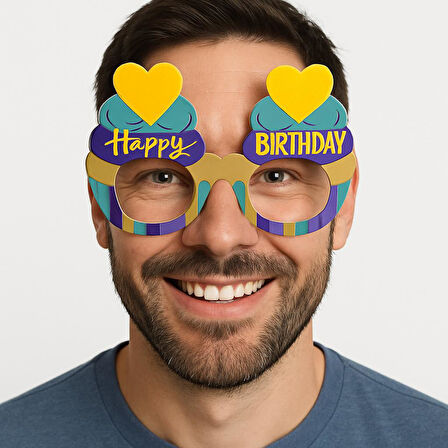 KENPAZAR Doğum Günü Renkli Karton Happy Birthday Gözlüğü 6 Adet
