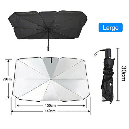 KENPAZAR Araba Güneş Gölge Koruyucu Şemsiye Oto Ön Cam Güneşlik(145cm*79cm)