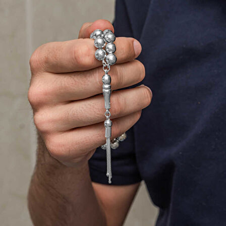 KENPAZAR Gümüş Küre Kesim 7 mm Erkek Tesbih